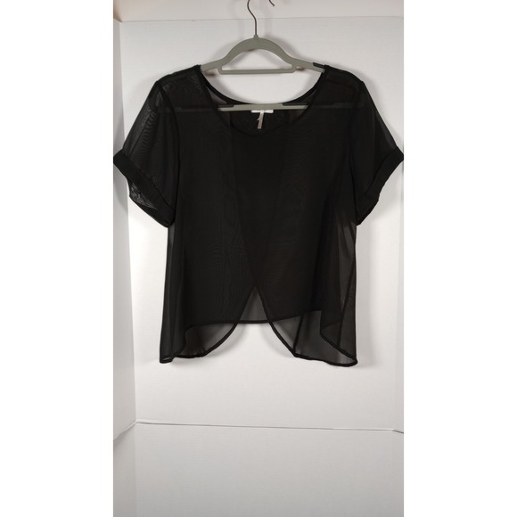Kirra Tops - Kirra Black Sheer Blouse Sz L Flowy Crossover Back Whimsigoth Dark Romance Party